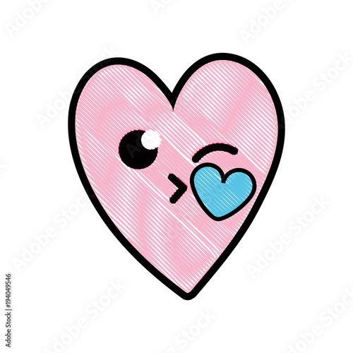 grated cute heart kiss kawaii cartoon