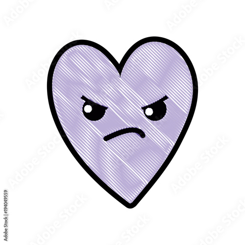 grated cute angry heart kawaii cartoon