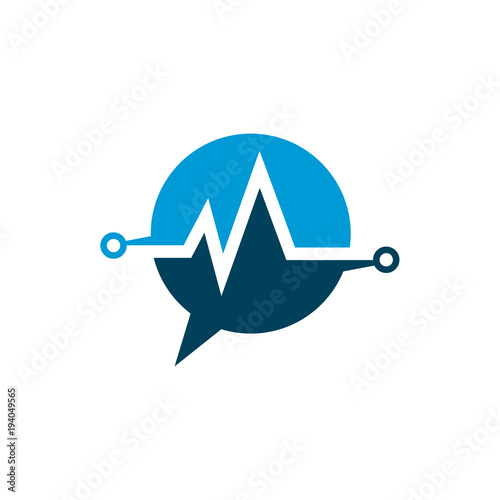 Medical logo and Heartbeat Waves in Chat Icon  Logo Template