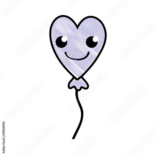 grated smile heart balloon kawaii cartoon