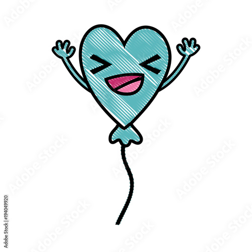 grated happy heart balloon kawaii with arms