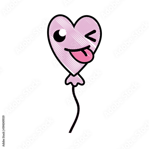grated funny heart balloon kawaii cartoon
