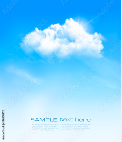 Vector background with blue sky and white clouds.