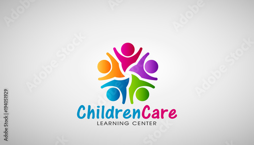 Children Care Logo. Vector Design Illustration