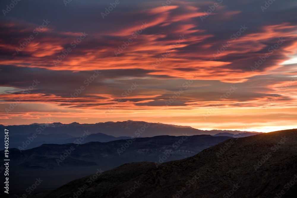 Stunning sunrise with vivid color in Death Valley National Park 