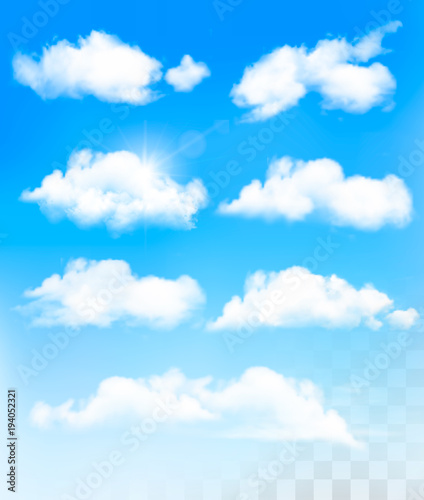 Set of transparent different clouds. Vector.