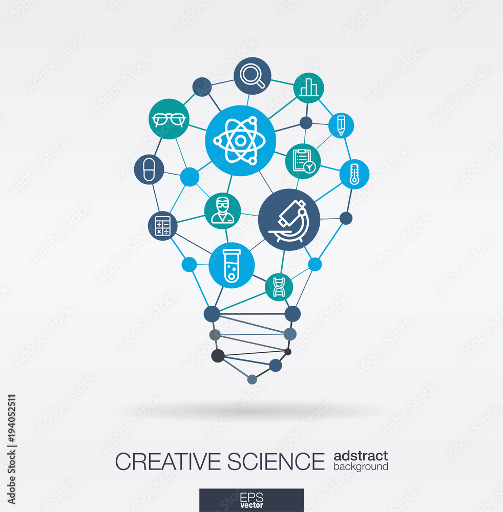 Science integrated thin line web icons. Idea, solution in light bulb ...