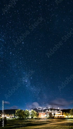 Remote Hotel under starlit sky in New Zealand