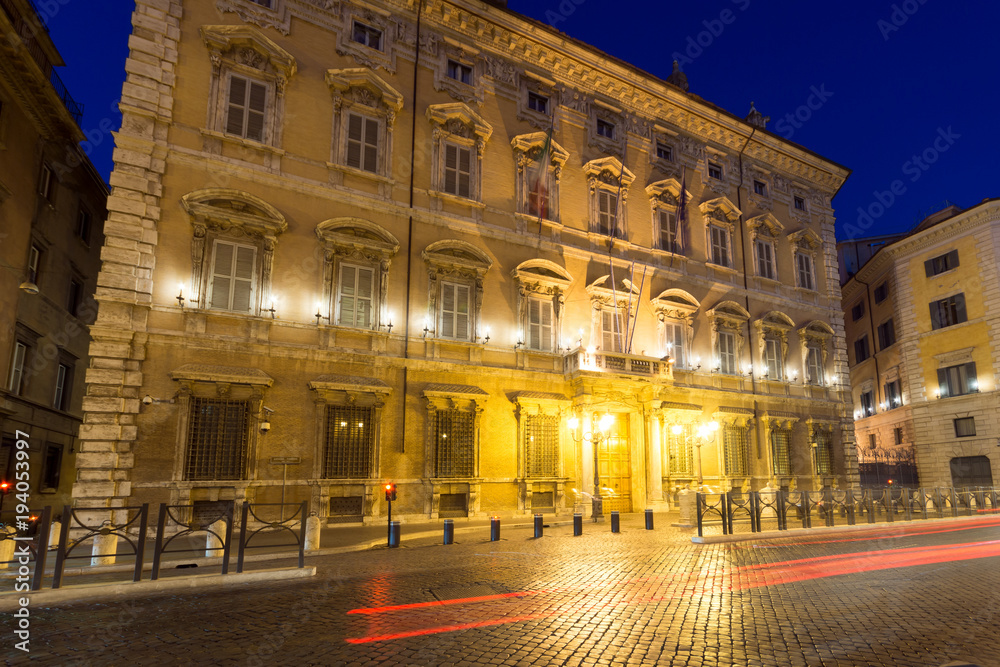 Amazing Night view of Palazzo Giustiniani in city of Rome, Italy