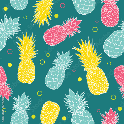 Vector dark green summer colorful tropical seamless pattern background. Great...