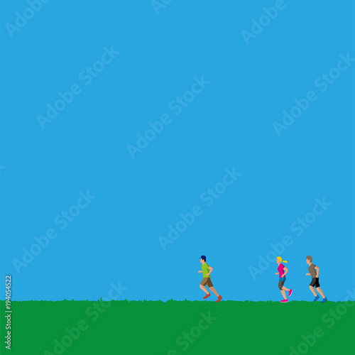 ジョギングを楽しむ人達 © amanemark