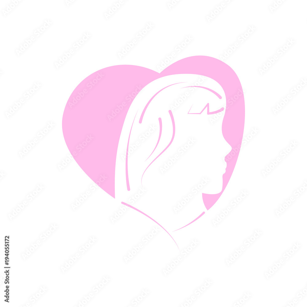 Heart shape with a girl silhouette