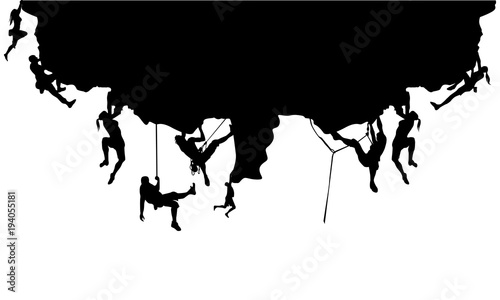 Background of Climber on Cliff Silhouette vector