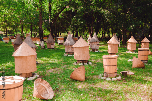 wooden beehive, for beekeeping agriculture