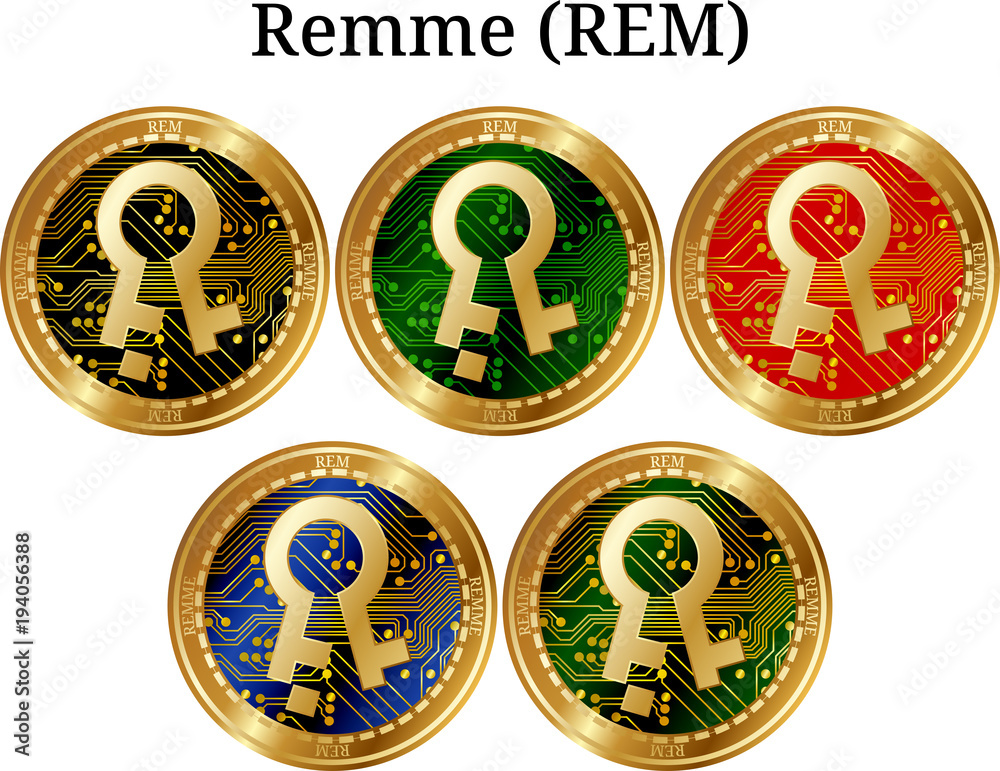 Set of physical golden coin Remme (REM)