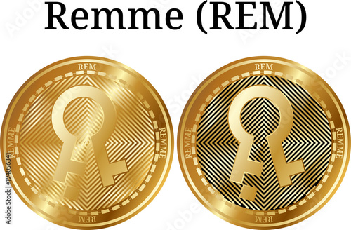 Set of physical golden coin Remme (REM)