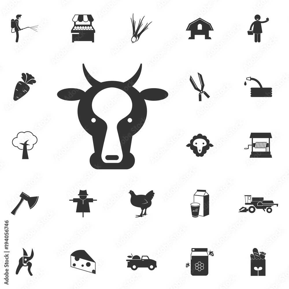 cow face icon. Element of farming and garden icons. Premium quality graphic design icon. Signs, outline symbols collection icon for websites, web design, mobile app