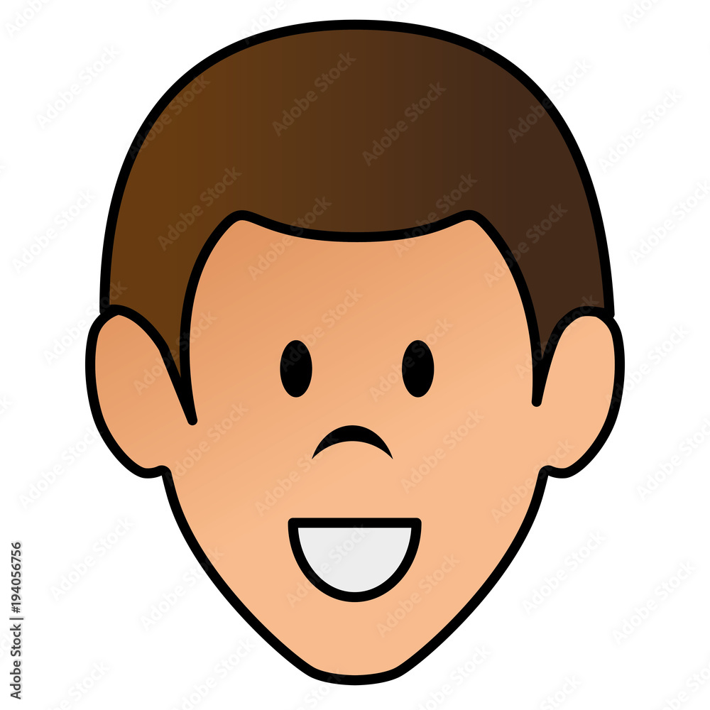 young man head avatar character vector illustration design