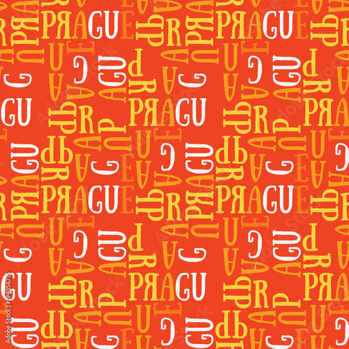 Prague
 seamless pattern. Autentic artistic design for background.