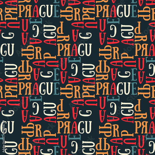 Prague
 seamless pattern. Autentic artistic design for background.