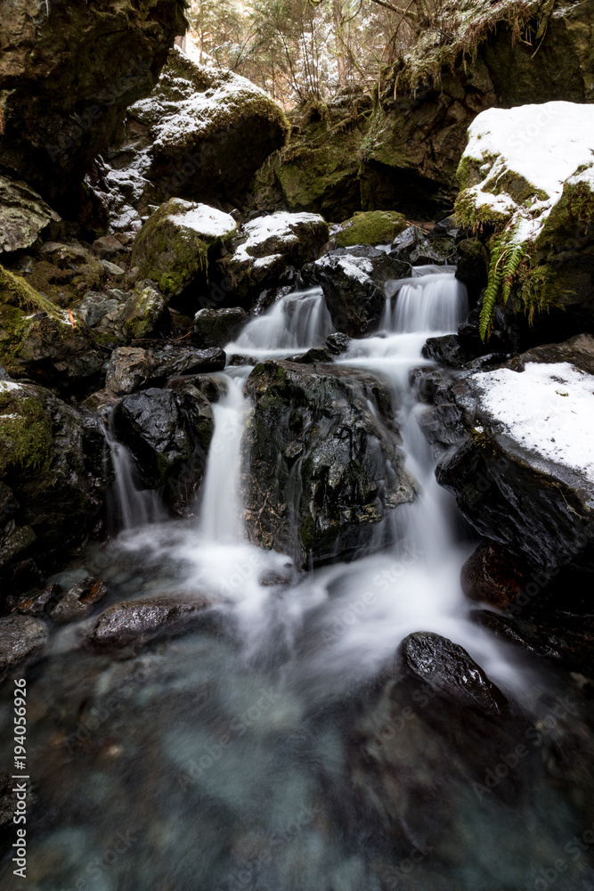 Small waterfalls in the forest.