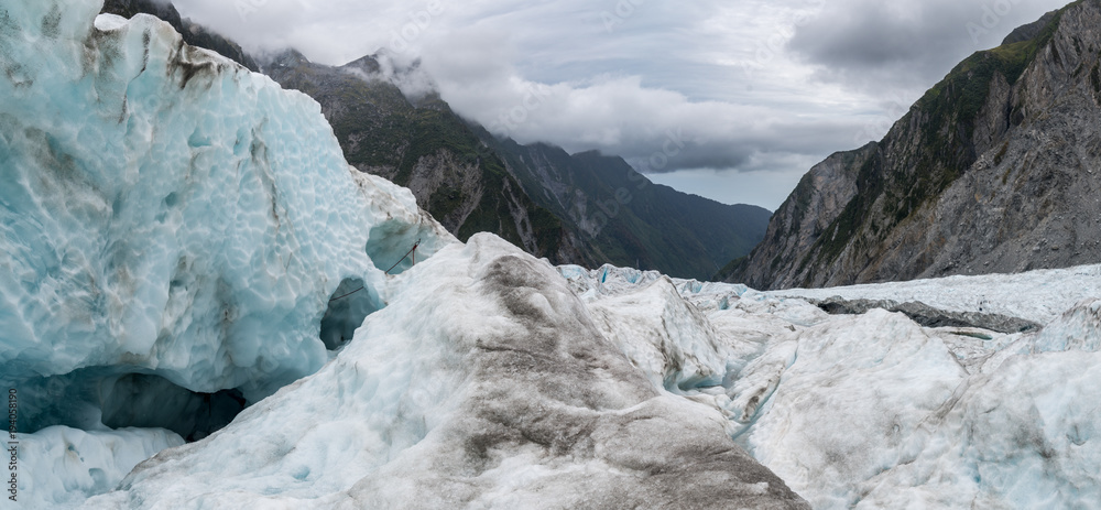 Hiking on ice through a glacier