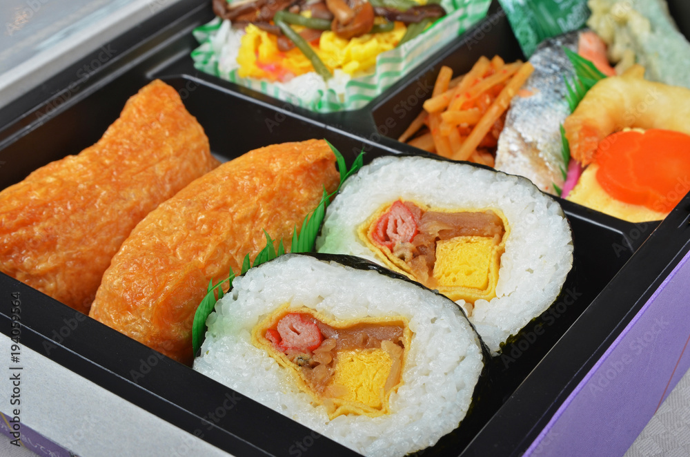 Close up of Japanese sushi bento Close up of Japanese sushi bento