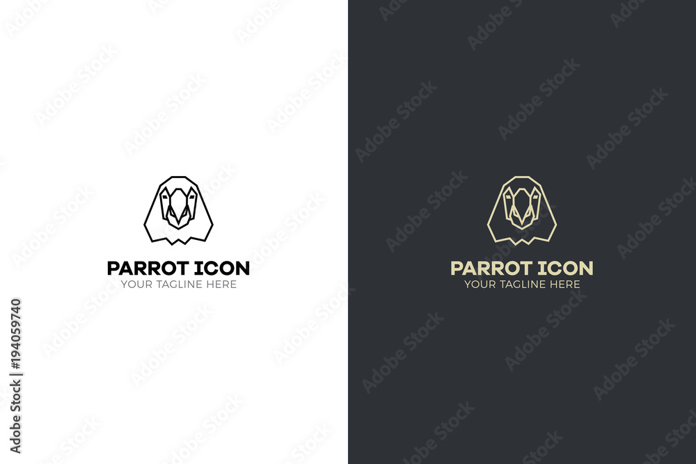 Stylized geometric parrot head illustration. Vector icon tribal bird design Stylized geometric parrot head illustration. Vector icon tribal bird design