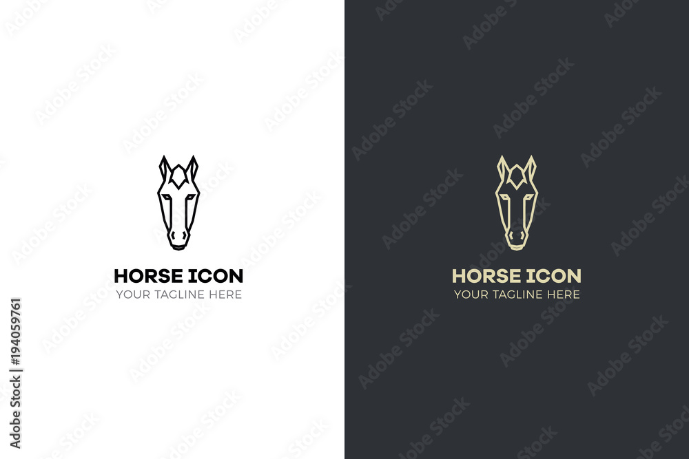 Naklejka Stylizowana geometryczna końska głowa ilustracja. Plemienny projekt wektor ikona