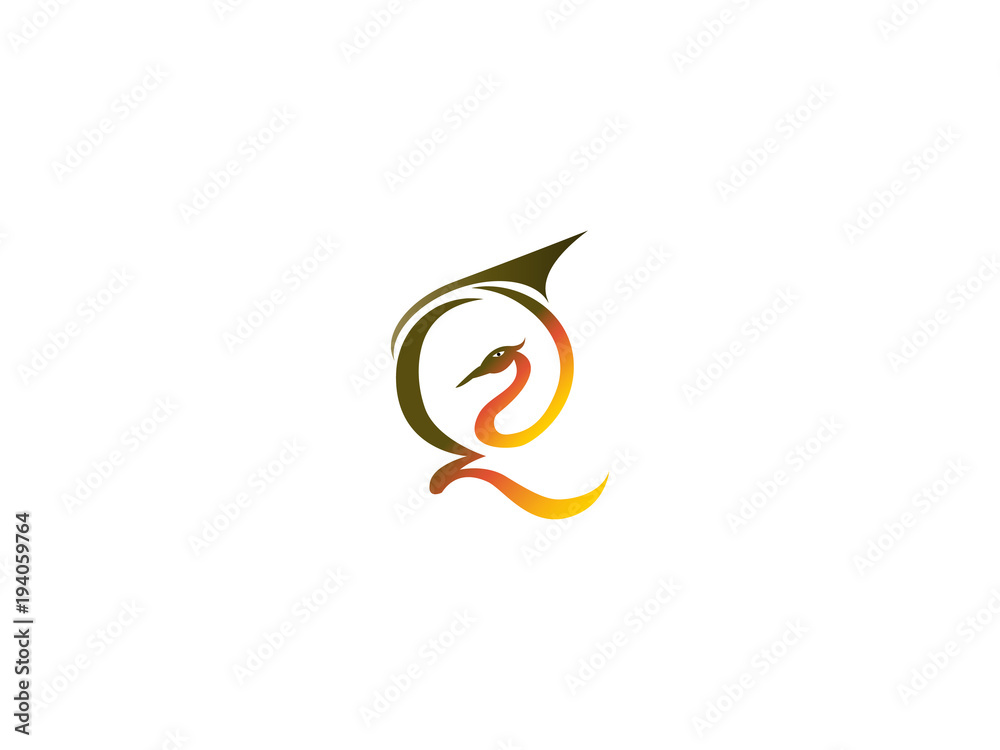 Initial Letter Q Design Logo Vector Graphic Branding Letter Element.
