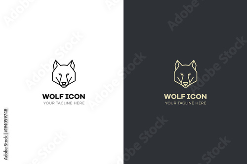Stylized geometric wolf head illustration. Vector icon tribal design