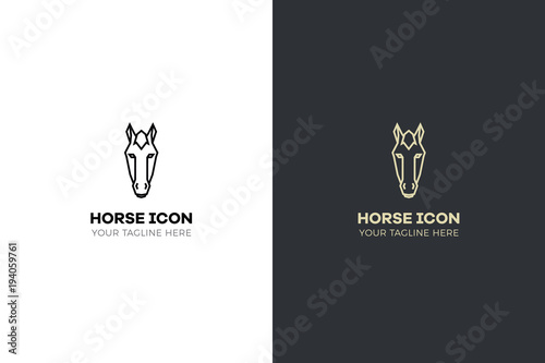 Stylized geometric horse head illustration. Vector icon tribal design