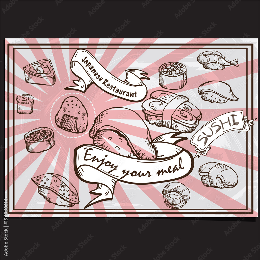 menu japan food sushi design template graphic 