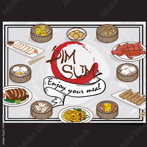 menu chinese food dim sum design template graphic