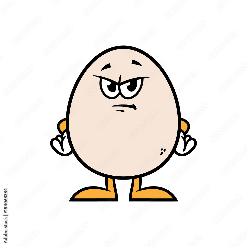 Cartoon Angry Egg Character Cartoon Angry Egg Character