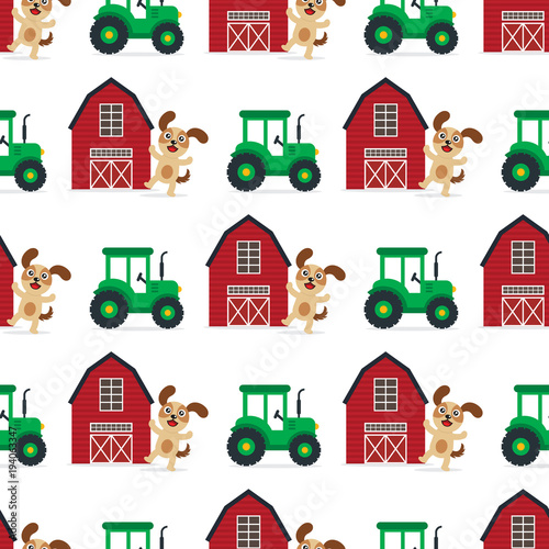 dog and barn seamless