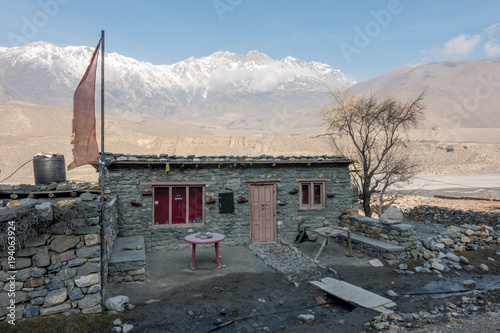 Stone House and Prayer Flags