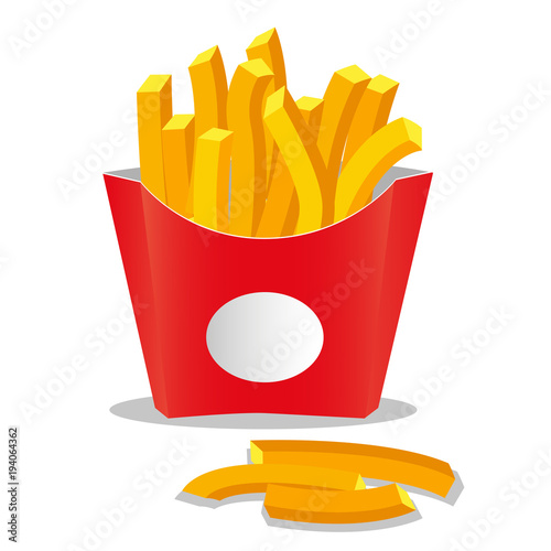 Fast food french fries cartoon flat style icon