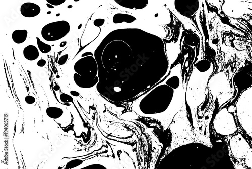 Black and white liquid texture. Watercolor hand drawn marbling illustration. Abstract vector background. Monochrome marble pattern.