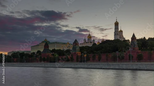 sunset sky moscow kremlin river bay panorama 4k timelapse russia
