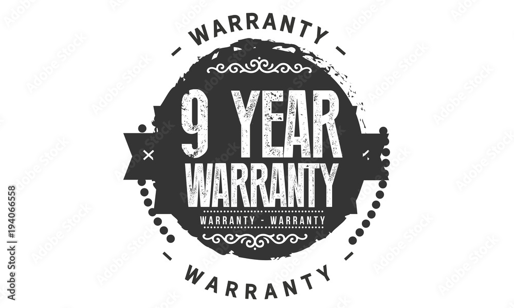 Fototapeta premium 9 years warranty icon vintage rubber stamp guarantee