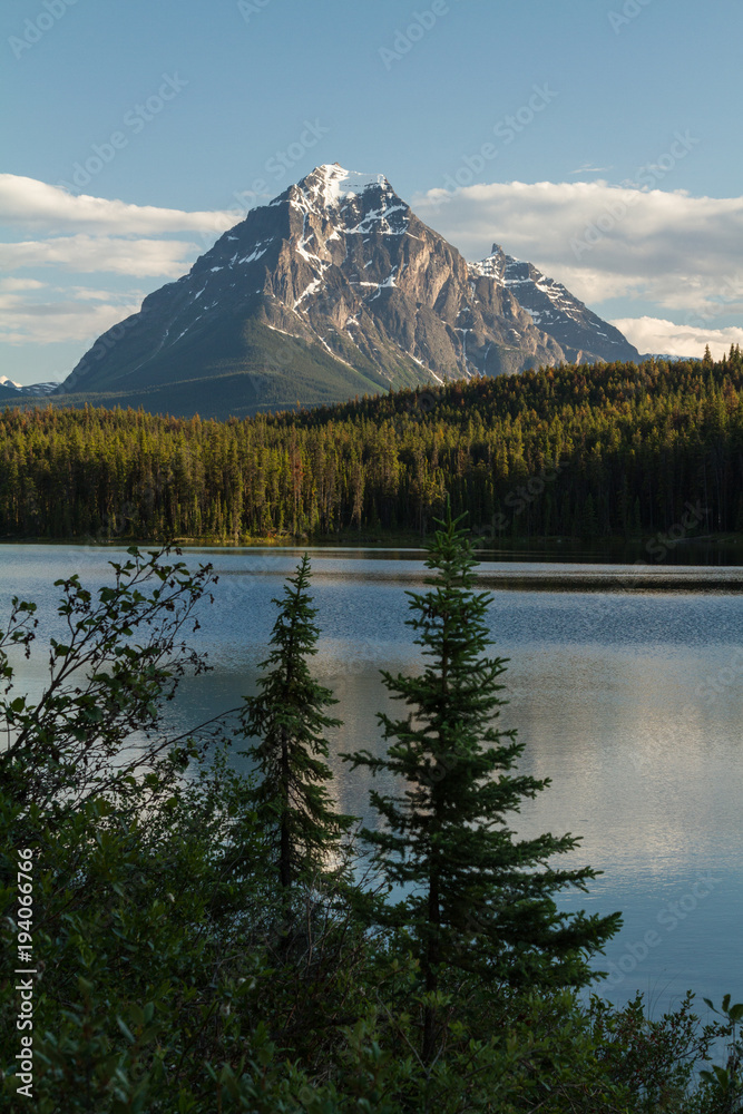 Mountain and Lake in Jasper National Park, Alberta, Canada