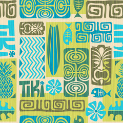 Deken met foto Tiki patronen Exotisch Tiki patroon in tropische stijl  © TeddyandMia