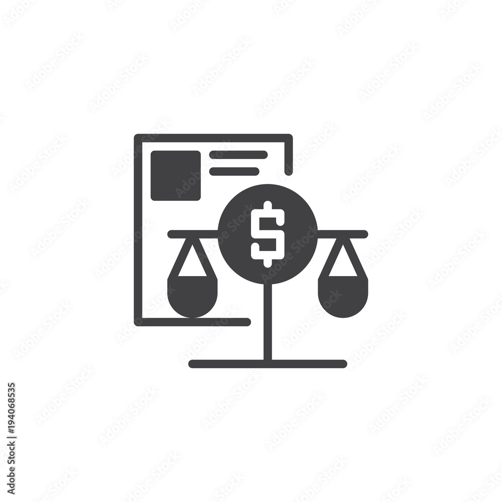 Dollar exchange rate balance vector icon. filled flat sign for mobile concept and web design. Accounting financial document simple solid icon. Symbol, logo illustration. Dollar exchange rate balance vector icon. filled flat sign for mobile concept and web design. Accounting financial document simple solid icon. Symbol, logo illustration.