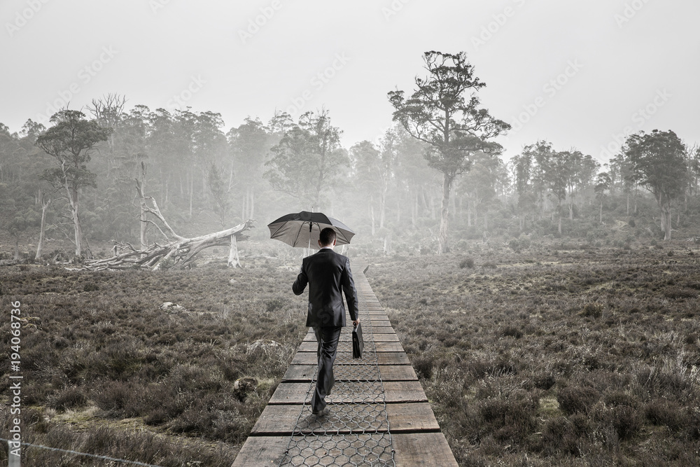 Man in summer forest. Mixed media Man in summer forest. Mixed media