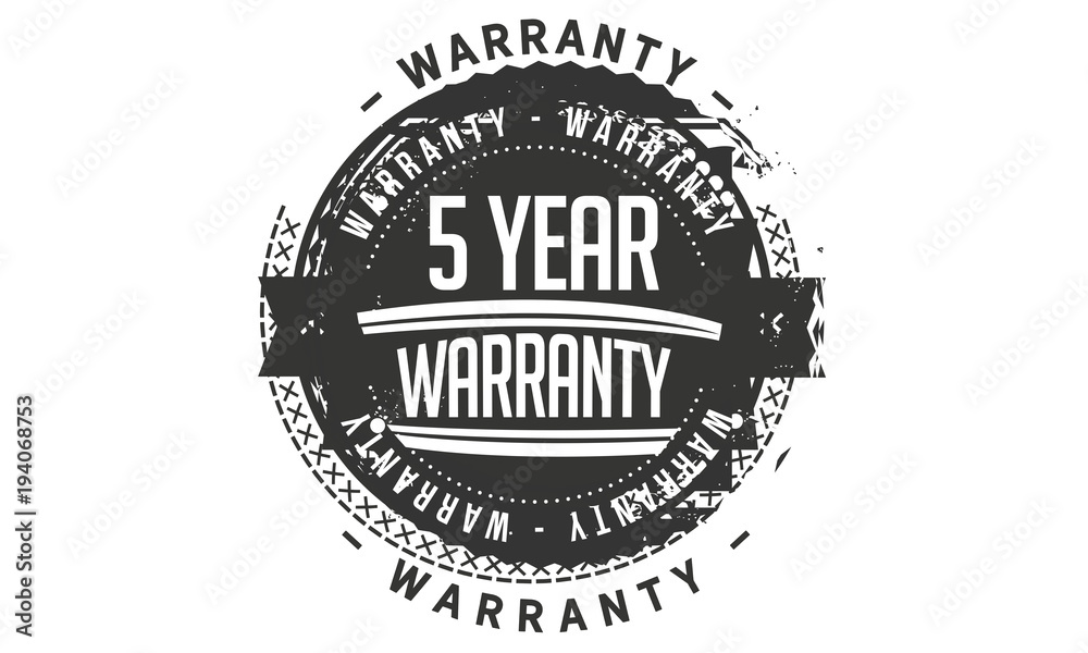 5 years warranty icon vintage rubber stamp guarantee