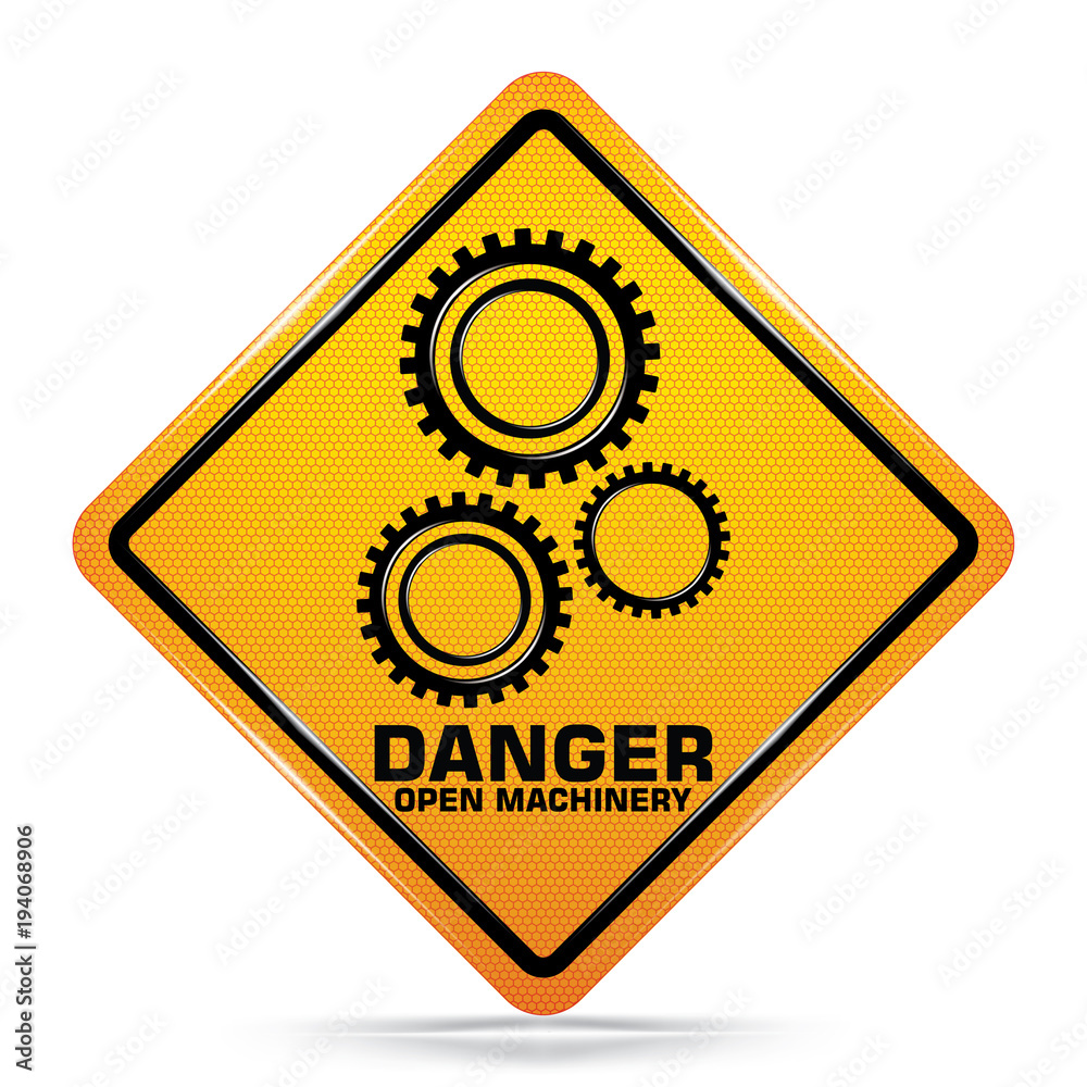 International Danger open machInery symbol, Yellow Warning Dangerous icon on white background, Attracting attention Security First sign, Idea for,graphic,web design,EPS10.