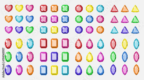 Precious stones in the form of heart.
