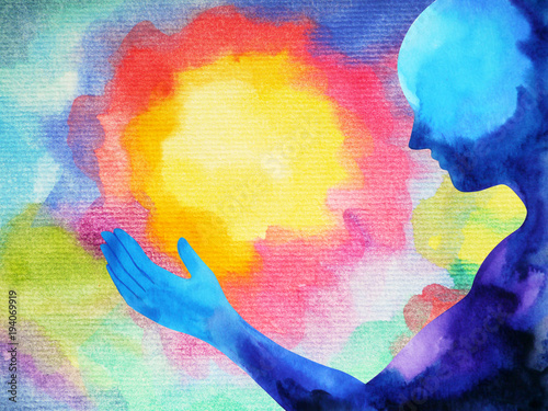 Bild auf Leinwand human and spirit powerful energy connect to the universe power abstract art wate