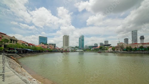 sunny day singapore city riverside panorama 4k timelapse
 photo